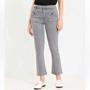LOFT 4/27 Smoke Gray High Rise Patch Pocket The Kick Crop Four Pocket Jeans